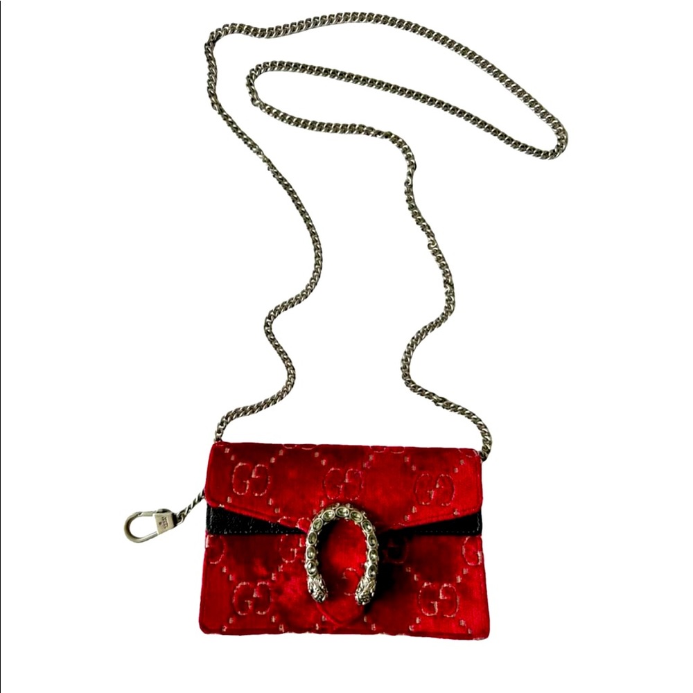 Gucci Dionysus Super Mini  Red Velvet Handbag